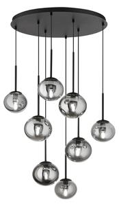 Ondaluce - Полилей на кабел JEWEL 8xE14/10W/230V Ø 70 cm черен/димно черен