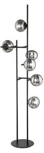 Ondaluce - Подова лампа JEWEL 6xE14/10W/230V 166 см черна/опушено-черна
