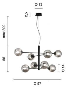 Ondaluce - Полилей на кабел ELISEO 8xE14/10W/230V, Ø 97 см, златисто/опушено бежово