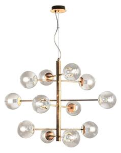 Ondaluce - Полилей на кабел ELISEO 12xE14/10W/230V Ø 97 cm златисто/опушено бежово