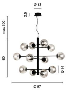 Ondaluce - Полилей на кабел ELISEO 12xE14/10W/230V Ø 97 cm златисто/опушено бежово