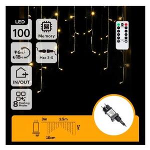 Aigostar - LED външен коледен гирлянд 100xLED/6W/230V/8 функции 1,5x1m IP44 топла бяла светлина + дистанционно управление