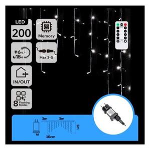 Aigostar - LED външна коледна гирлянда 200xLED/6W/230V/8 режима 3x1m IP44 студено бяло+дистанционно управление