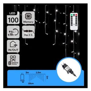 Aigostar - LED външен коледен гирлянд 100xLED/6W/230V/8функции 1,5x1m IP44 студено бяло+ДУ