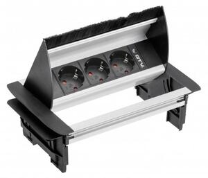 GTV AE-PBC3GS-53BKS LETTERBOX Pop-up контакт за вгражд., 3х Schuko, без корпус, капак, сребрист