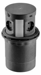 GTV AE-BPW4S120P-20 COMFORT PLUS Pop-up контакт за вгражд., 4x Schuko, 2xUSB, 2xRJ45, черен