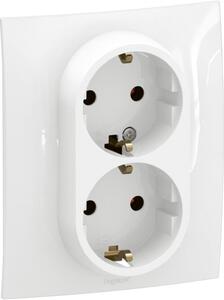 Legrand Контакт шуко ДВОЕН 16A моноблок цвят Бял Niloe New NP3131WH