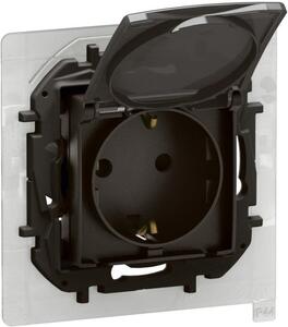Legrand Контакт ШУКО 16A с капак IP44 и детска защита цвят Черен Niloe New NP3128BK
