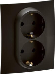 Legrand Контакт шуко ДВОЕН 16A моноблок цвят Черен Niloe New NP3131BK