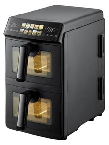 Двоен фритюрник с горещ въздух Just Perfecto JP-AF10DB, 2600 W, 10 л, 10 програми, 80-200 C, Rapid Hot Air Circulation, Синхронизирано готвене, Черен