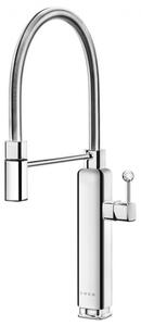 Полупрофесионален смесител за вода Smeg MDF50SS, 5 bar, Подвижна слушалка, Въртящ се на 360° чучур, Инокс