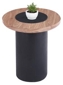 Странична маса OVALON – MDF плот орех, черен крак, φ45x50 см