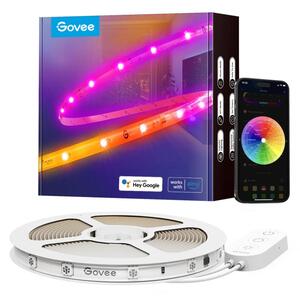 Smart LED лента Govee RGBIC H612ACD1, 24W, 5 м, RGBICW, 120 диода, Bluetooth, Wi-Fi, Черен