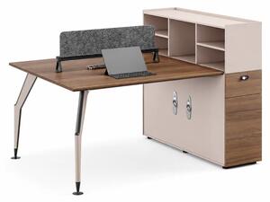 Оперативно бюро Noblesse F1512C с фиксиран шкаф и рафтове – В1100 x Д1550 x Ш1230 мм