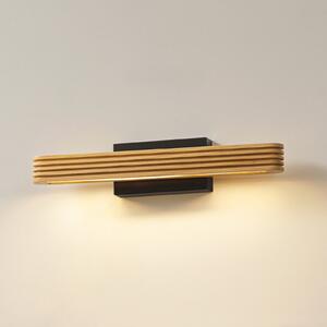 Lucande LED стенна лампа Lieske, 40 cm, дърво, черна, Дърво, Дневна/трапезария, Дървесина, Модерен