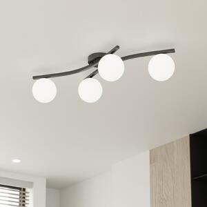 EMIBIG LIGHTING Лампа за таван Opus, дължина 85 см, опал, 84 4 светлини., Затъмняване, Черен, Дневна/трапезария, Метал, Модерен
