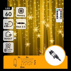 Aigostar - LED външен коледен гирлянд 120xLED/6W/230V/8 функции 3x0,7m IP44 топла бяла+ДУ