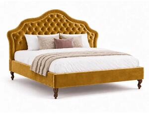 Тапицирана спалня Chesterfield Deluxe в жълто кадифе с крачета