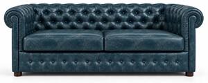 Диван Chesterfield Texas овал в антично синьо, триместен 215х86х80 см
