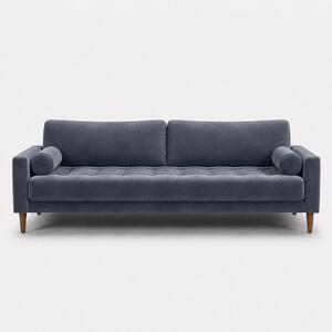 Триместен диван Midcentury в сиво кадифе, 222/93/66 см