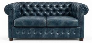 Диван Chesterfield Texas овал в антично синьо, двуместен 160х86х80 см