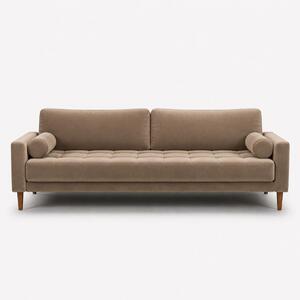 Триместен диван Midcentury в тауп кадифе, 222/93/66 см