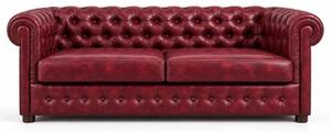 Диван Chesterfield Texas овал в антично бургунди, триместен 215х86х80 см