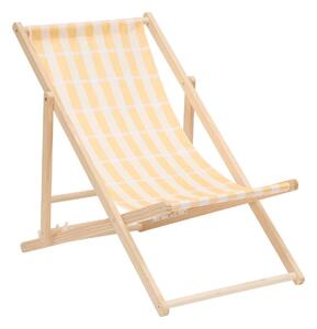 Шезлонг atmosphera Poolside, Дърво и жълт текстил, 87 cm