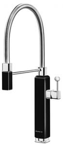 Полупрофесионален смесител за вода Smeg MDF50BL, 5 bar, Подвижна слушалка, Въртящ се на 360° чучур, Черен