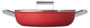 Плитка тенджера с капак Smeg CKFD2811RDM, 28 см, 3.7 л, Незалепващо покритие с 3 слоя, Фурна до 250C, Без PFAS, Индукция, Червен