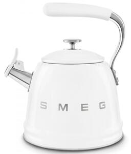 Свирещ чайник Smeg CKLW2001WH, 2.3 л, Индукция, Ненагряваща се дръжка, Стомана, Бял