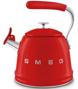 Свирещ чайник Smeg CKLW2001RD, 2.3 л, Индукция, Ненагряваща се дръжка, Стомана, Червен
