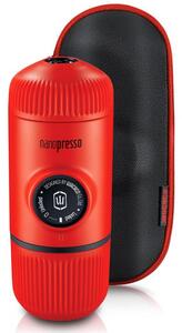 Преносима еспресо машина Wacaco Nanopresso Lava Red, 18bar, 80 мл, За мляно кафе, Без необходимост от зареждане и батерии, Калъфче, Червен