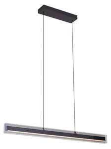 Модерен висящ лампион черен с димно стъкло, включително LED Easylift - Catch