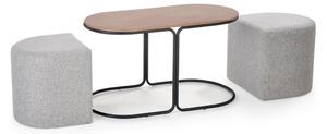 КОМПЛЕКТ холна маса NILDO 90x45 см с 2 табуретки, кафяв/сив