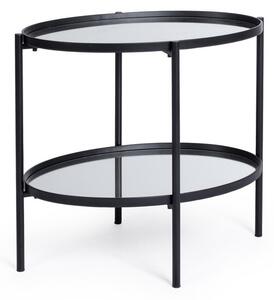 Овална помощна маса Jens, 64x44 см, черна, огледални плотове