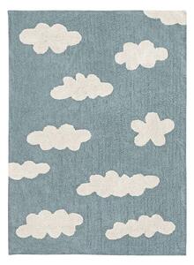 Син ръчно изработен памучен детски килим подходящ за пране 120x160 cm Clouds Vintage Blue – Lorena Canals