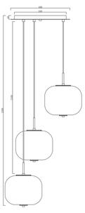 Ondaluce - Полилей на кабел ODETTE, 3xE14/10W/230V, Ø 43 см, златист/опушен