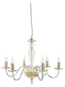 Ondaluce - Полилей на кабел PAGANINI 6xE14/10W/230V Ø 70 см златен/прозрачен