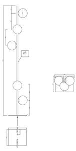 Ondaluce - Подова лампа MONILE 5xE14/10W/230V 170 cm златна/бяла