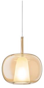 Ondaluce - Полилей на кабел THELMA 1xE27/15W/230V диаметър 25 см златист/димно бежов