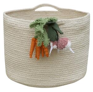 Кремава текстилна детска кошница за играчки ø 30x23 cm Veggies – Lorena Canals