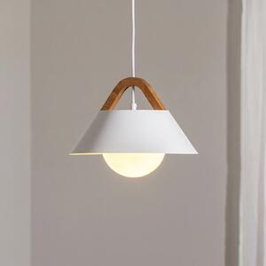 Luminex Висяща лампа Funda, бяла, Ø 30 cm, 1-пламъчна, метал/стъкло, Затъмняване, Бял, Дневна/трапезария, Метал, Модерен
