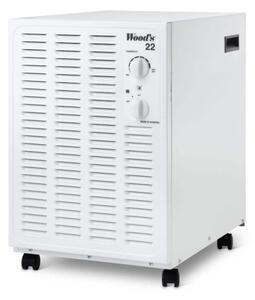 Влагоуловител Woods SW-22FW, До 100 м2, 336 м3, 13.5l/24ч, За гаражи и мазета, Хидростат, i-EcoDefrost, Колелца, Бял