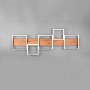Trio Lighting LED лампа за таван Harper с пет квадрата, Затъмняване, Дърво, Дневна/трапезария, Метал