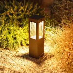Les Jardins LED соларна лампа на пиедестал Tradition Sensor Corten 40cm, Затъмняване, Кафяв / ръждив, Метал, Модерен, Соларно осветление