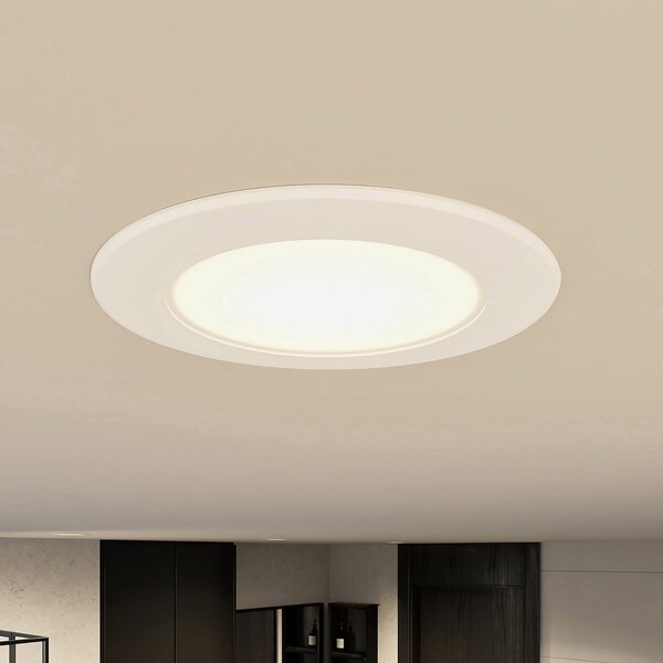 PRIOS Prios LED лампа за вграждане Rida, комплект от 10 броя, бяла, 12 cm, CCT, IP44, Затъмняване, Бял, Баня, Алуминий, Модерен, Осветителни тела за вграждане кръгли