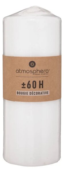 Свещ без аромат atmosphera Many, Кръгла, 6.8x18 см, Бяла