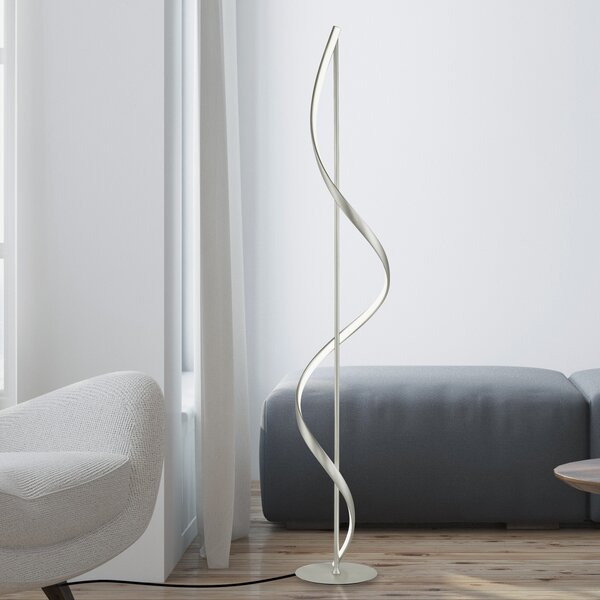 Q-Smart-Home Paul Neuhaus Q-Swing LED подова лампа, стомана, Затъмняване, Металик, Дневна/трапезария, Метал, Модерен