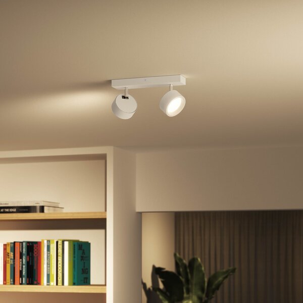 Philips Bracia LED тавански спот с две лампи, бял, Бял, Дневна/трапезария, Метал, Модерен
